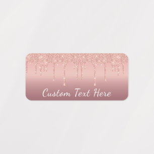 Etiquetas Rosa Purpurina de oro Sparkly Labs con texto Perso