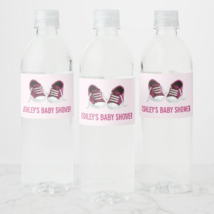 Etiquetas rosadas de la botella de agua de Baby