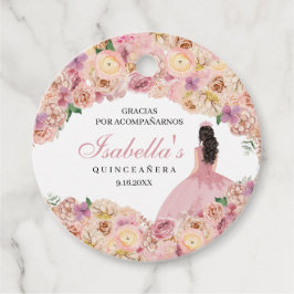 Etiquetas Rubor Floral Rosa Quinceanera Círculo Fa