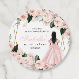 Etiquetas Rubor Floral Rosa Quinceanera Círculo Fa