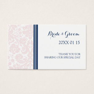Etiquetas Rubor Pink Navy Blue Damask Wedding Favo