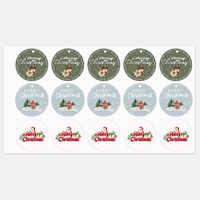 Etiquetas Rustic Merry Christmas Candle Patch (Hoja)