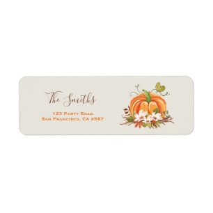 Etiquetas rusticas de dirección de calabaza otoño