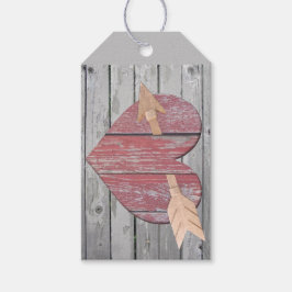 Etiquetas rusticas de regalo del corazón rojo