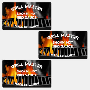 Etiquetas Salsa asador barbacoa Smokin caliente 2.6 x 1.5"