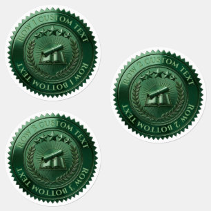 Etiquetas Sello de certificado de papel de aluminio verde ed