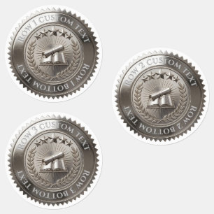 Etiquetas Sello de certificado de papel de plata editable en