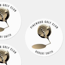 Etiquetas Sepia Custom Waterproof Golf Club Name Round 