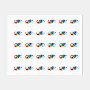 Etiquetas Símbolo infinito con plumas arcoiris