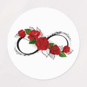 Etiquetas Símbolo infinito con rosas rojas