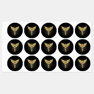 Etiquetas Símbolo poligonal de oro Caduceus