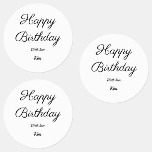 Etiquetas simple caligrafía mínima feliz cumpleaños personal