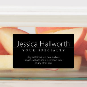 Etiquetas Simple Classy White Text sobre impermeable negro