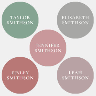 Etiquetas Simple Mínimo Rosa y Verde Añade tu Nombre Escuela