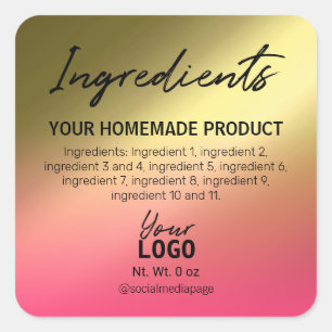 Etiquetas Simples De Ingredientes De Oro Y Rosa