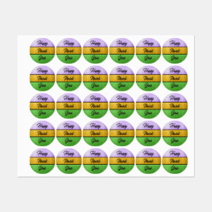 Etiquetas SlipperyJoe's Happy Mardi Gras morado de oro verde