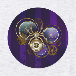 Etiquetas Spider Steampunk sobre fondo morado