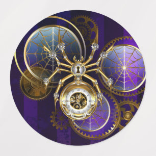 Etiquetas Spider Steampunk sobre fondo morado