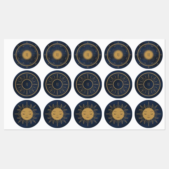 Etiquetas stars and sun (Hoja)