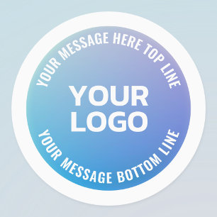 Etiquetas Su logotipo   Ombre azul a púrpura y texto circula