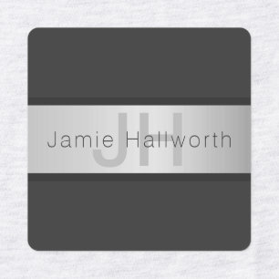 Etiquetas Su nombre y su monograma   Grays and Faux Silver L