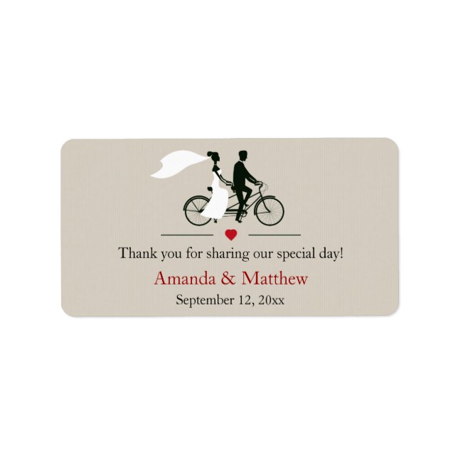 Etiquetas Tandem Bicycle Wedding Favor (Frente)