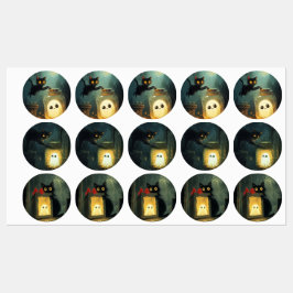 Etiquetas Te conseguí un gato negro y fantasma de Halloween