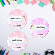 Tema de Unicornio para Niñas con Nombre y Teléfono