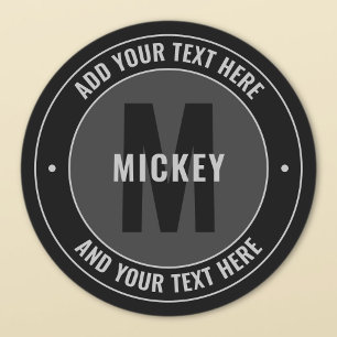 Etiquetas Texto editable en negrita y monograma   Negro y gr