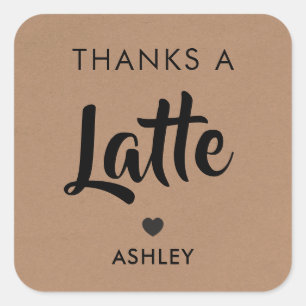 Etiquetas Thanks a Latte, Pegatinas de Café, Kraft
