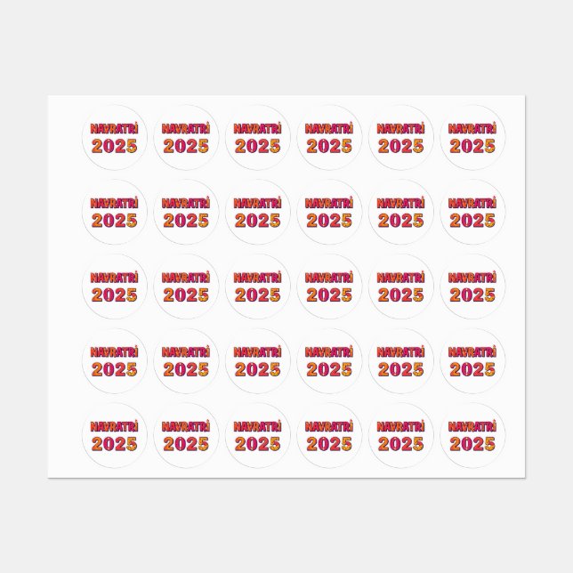 Etiquetas Tipografía colorida de celebración "NAVRATRI 2025" (Hoja)