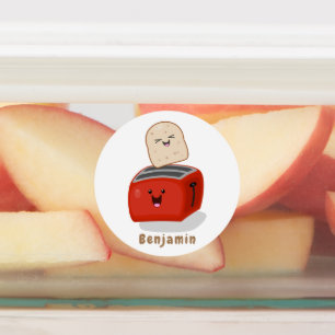 Etiquetas Tostada de kawaii y personalizado de tostadora roj