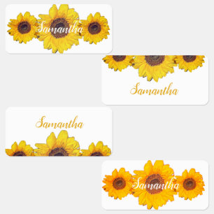 Etiquetas trío de girasol - añadir nombre