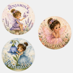Etiquetas Trío de jardín de hadas / Hadas de lavanda, rosa y