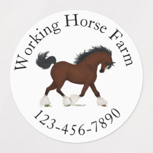 Etiquetas Trotting Clydesdale Horse Circular Personalizado d