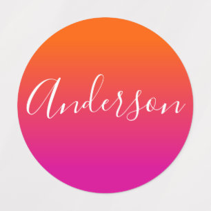 Etiquetas Tu nombre   Guión blanco sobre gradiente Naranja/r