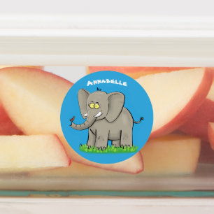Etiquetas Un elefante gracioso con un personalizado de aves 