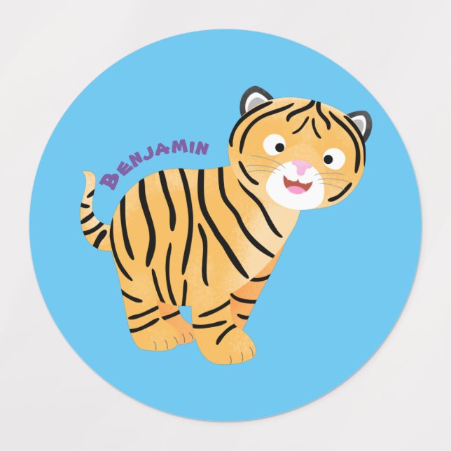 Etiquetas Un personalizado feliz del cachorro de tigre (Diseño 1)