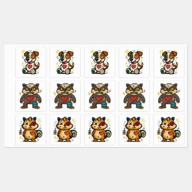 Etiquetas Urban Stitch Trio — Sticker Pack (Hoja)