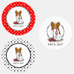 Etiquetas ¡Vamos! (paseo) Papillon (blanco y rojo) Perro Cut