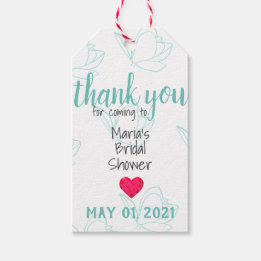 Etiquetas verde azuladas de ducha de novia de Pers