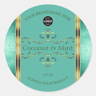 Etiquetas verde azuladas de productos de oro Purpu