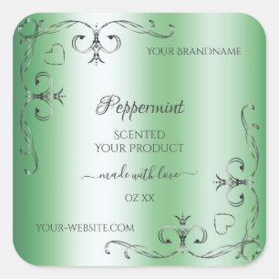 Etiquetas verdes de productos de las esquinas de l