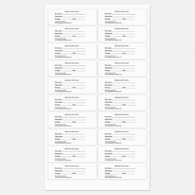 Etiquetas Veterinary Medication Label – Medium & Waterproof (Hoja)