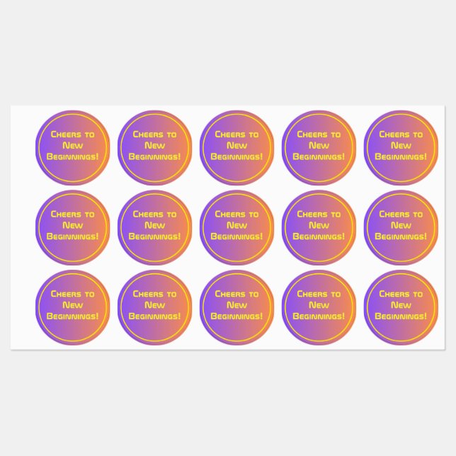 Etiquetas Vibrante Sunset Modern Tech Graduation (Hoja)