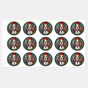 Etiquetas Vidrieras de Navidad de Beagle