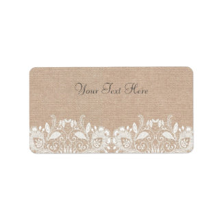 Etiquetas Vintage Burlap & Lace Address