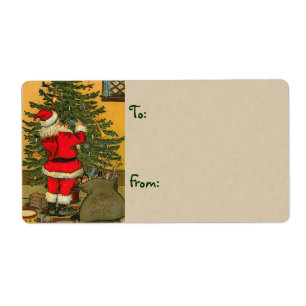 Etiquetas vintage de regalo de Navidad - Grande