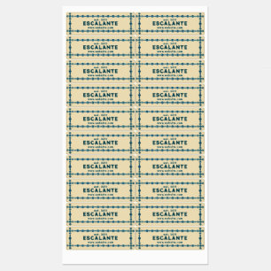 Etiquetas Vintage Retro Blue Gem Border en un Personalizado 