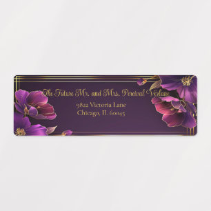 Etiquetas Violetas Luminosas Floral Morado Dirección de Reto
